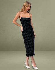 Nateda Dress in Tonal Check Flock Black