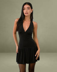 Mercer Drop Waist Mini Dress in Black