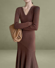 Coffee Scoop Neck Bodycon Sweater Dress