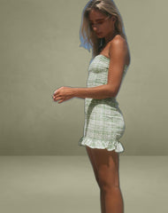 Takiyo Mini Dress in Table Cloth Neo Mint