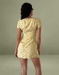 Omoni Mini Dress in Wild Flower Lemon Drop