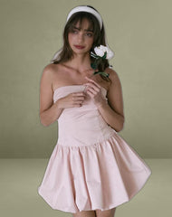 Krayofa Puffball Mini Dress in Baby Pink