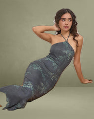 Ribka Midi Dress in Faded Botanical Green