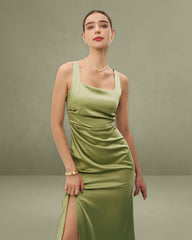 Green Square Neck Bodycon Maxi Dress