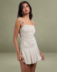 Makani Mini Dress in Cupro Oatmilk