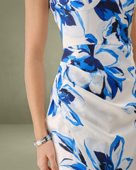 Blue Floral Bohemian Slip Maxi Dress