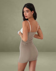 Dalsher Mini Dress in Ivory Brown Crochet Lace Mix