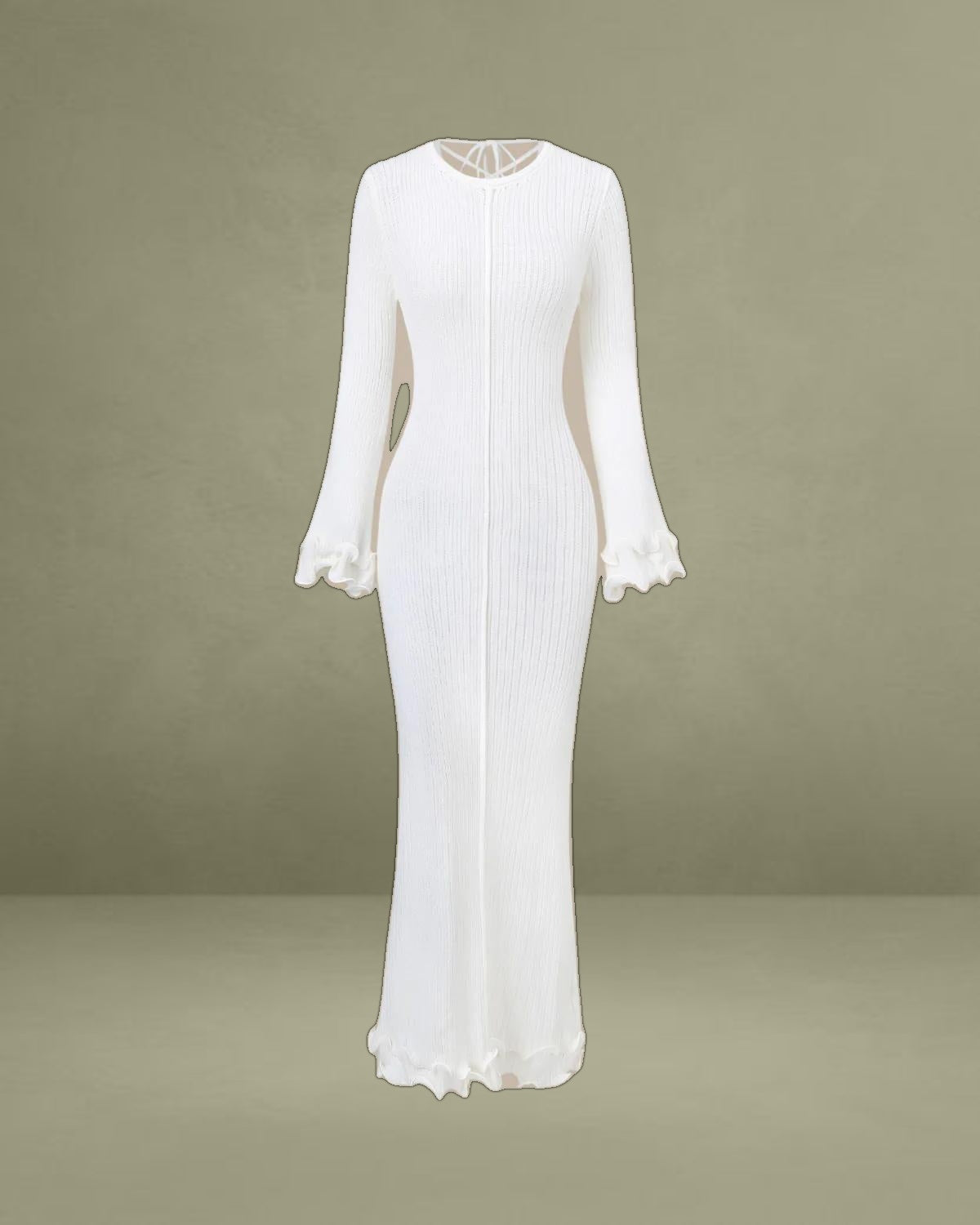 White Bell Sleeve Bodycon Sweater Dress