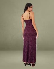 Darsih Cami Maxi Dress in Paisley Lace Burgundy