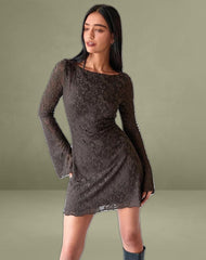 Sevila Dress in Jacquard Knit Dark Brown