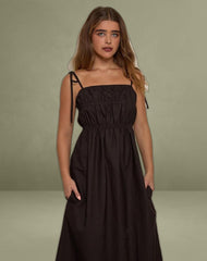 Haruko Midi Dress in Bitter Chocolate