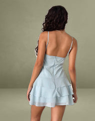 Riasi Mini Dress in Baby Blue Chiffon