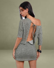 Reeta Mini Dress in Glitter Knit Khaki