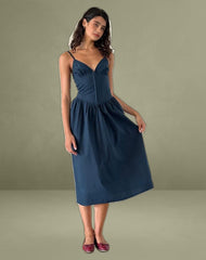 Krista Maxi Dress in Poplin Navy
