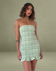 Takiyo Mini Dress in Table Cloth Neo Mint