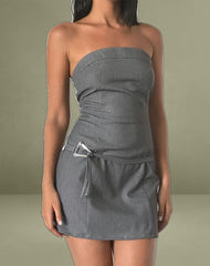Magaska Bandeau Mini Dress in Tailoring Charcoal