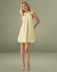 Margaux Mini Dress in Chiffon Lemon