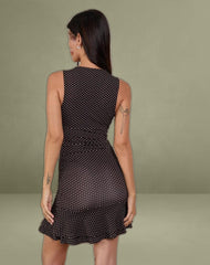 Lanai Mini Dress in Micro Polka Brown