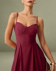 Red Sweetheart Neck Slip Maxi Dress