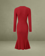Red Bodycon Mermaid Sweater Dress