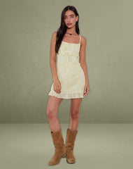 Liuka Mini Dress in Smudge Floral Yellow