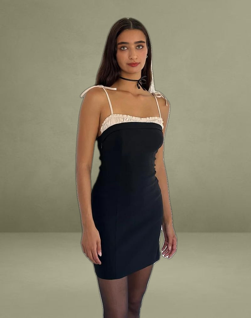 Daruka Mini Dress in Satin Black