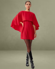 White Batwing Sleeve Mini Dress