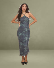 Ribka Midi Dress in Faded Botanical Green