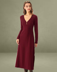 Red Cut Out A-Line Sweater Dress