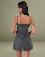 Larna Mini Dress in Check Tailoring Grey