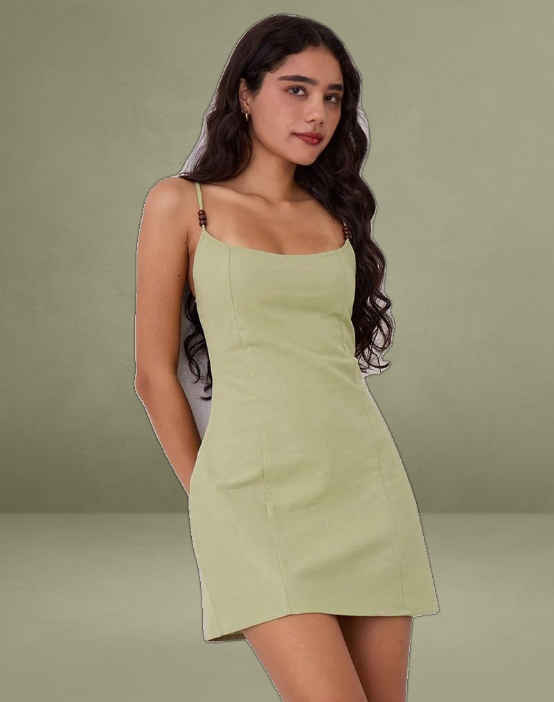 Ambra Scoop Mini Dress in Sage Green