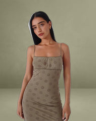 Darsih Maxi Dress in Daisy Flock Light Brown