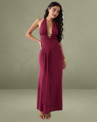 Ryoko Maxi Dress in Cupro Burgundy
