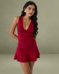 Lanai Mini Dress in Rayon Jersey Adrenaline Red