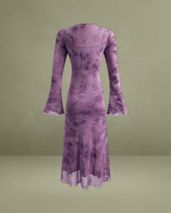 Purple Floal Two Piece Midi Dress