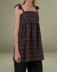 Mikayla Mini Dress in Burgundy and Blue Check