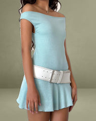 Cynthia Mini Dress in Shimmer Rib Light Blue