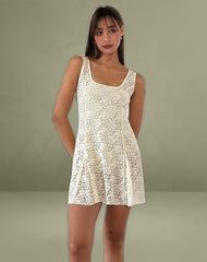 Tabah Mini Dress in Rose Lace Ivory