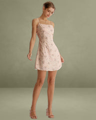 Pink Floral A-Line Slip Mini Dress