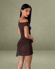 Susannah Dress in Wide Rib Knit Brown