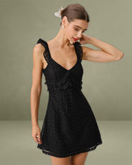 Black V Neck A-Line Slip Mini Dress