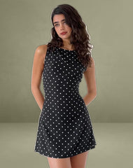 Ayana Backless Mini Dress in Polka Black