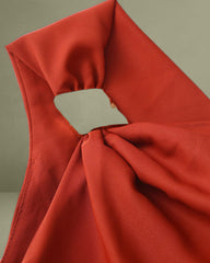 Brick Red Cowl Neck Sleeveless Midi Dress