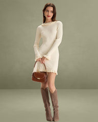 White Bodycon Sweater Mini Dress