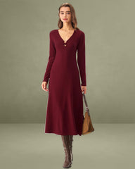 Red Cut Out A-Line Sweater Dress