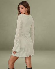 Sevila Long Sleeve Mini Dress in Mesh Sage Mini ZigZag