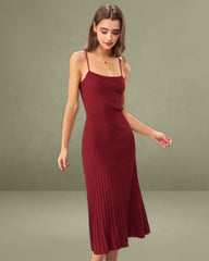 Wine Red A-Line Slip Sweater Dress
