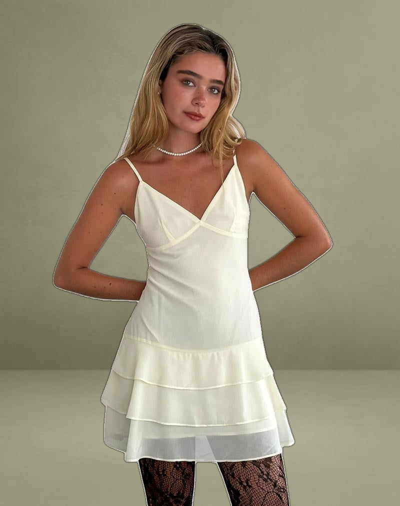 Riasi Mini Dress in Chiffon Ivory