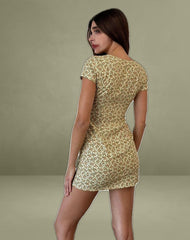 Omoni Dress in Washed Ditsy Yellow