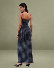 Darsih Maxi Dress in Heart Flock Navy and Yellow
